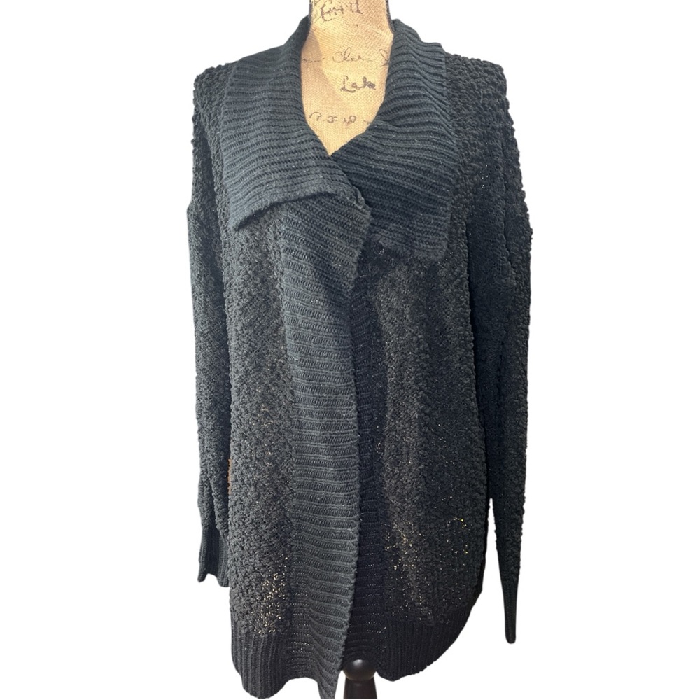 Effeci EC black open front cardigan. Size 1X